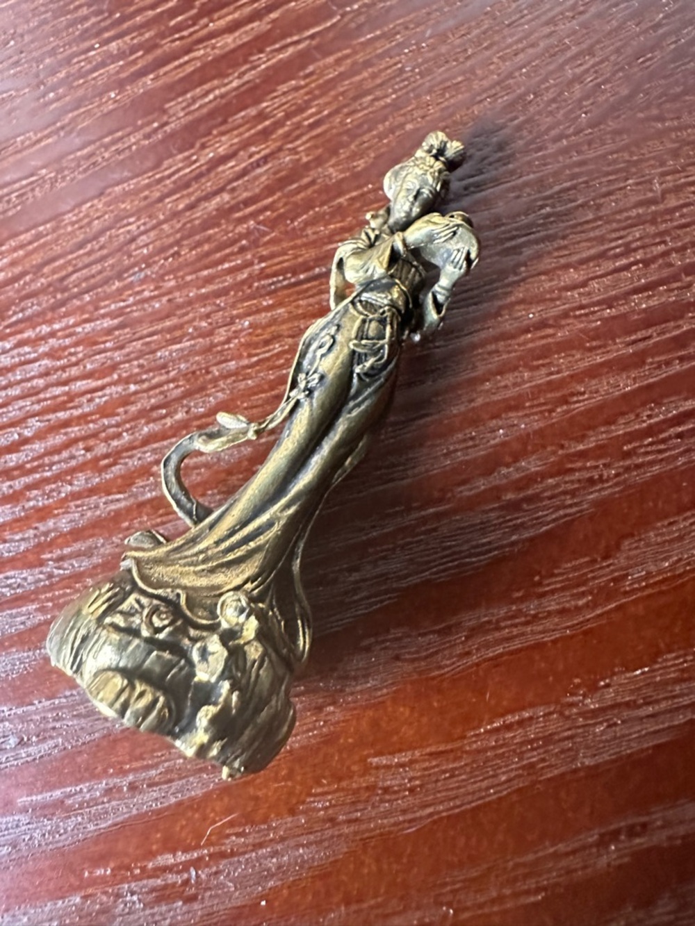 Mini Brass Collectible Figurine Tea Goddess Holding Tea Cup, Vintage Style - Picture 10 of 15